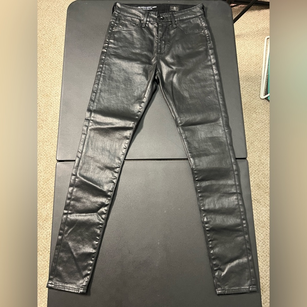 AG The Farrah Skinny Ankle High-Rise Leather Pants